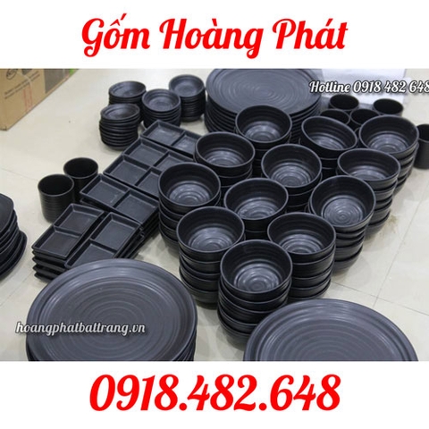 Bộ đồ ăn men đen Bát Tràng SP4849