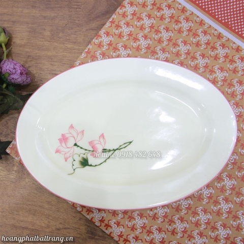 Đĩa bầu dục sen hồng S1 - đường kính 31cm