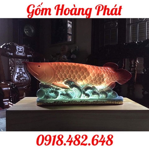 Cá rồng sứ Bát Tràng phát sáng màu đỏ SP4797