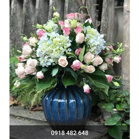 Bình dáng bom men hỏa biến gốm Bát Tràng SP4876
