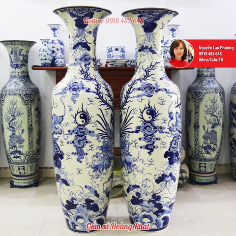 Lục bình sứ Long Phụng chầu Nguyệt 1m75 LB40