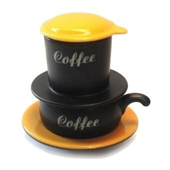 Bộ tách cafe gốm men đen vàng SP013