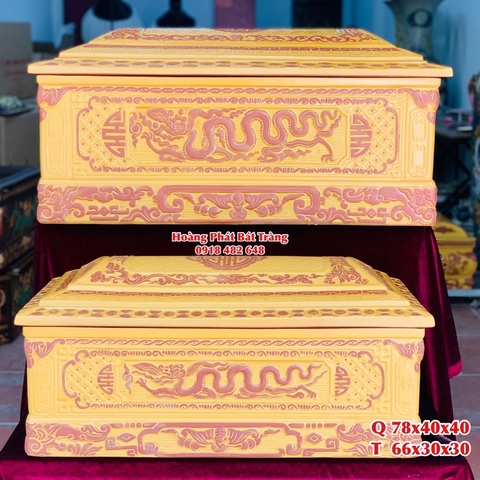 Quách tiểu sành rồng thời lý màu vàng cỡ Đại mái Vòm QTSA98