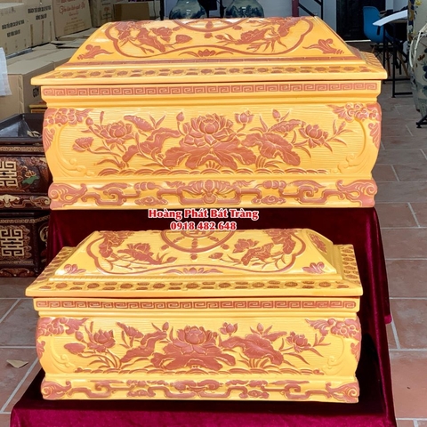 Quách tiểu sành sen phình màu vàng cỡ Đại mái Vòm QTSA99