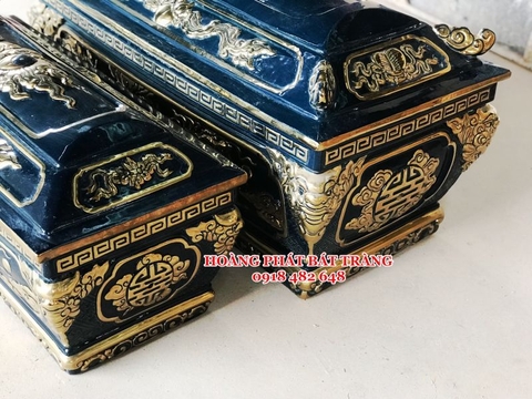 Quách tiểu sứ Rồng màu xanh lục mạ vàng mái Vòm cỡ Đại cao cấp