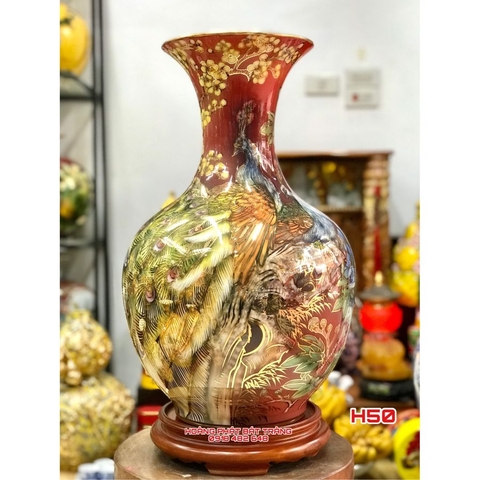 Tỏi phong thủy công danh phú quý nền đỏ vẽ vàng cao cấp H50