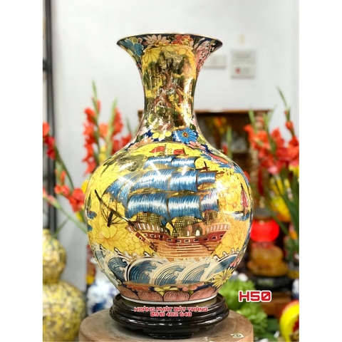 Tỏi phong thủy nhị cảnh Thuận buồm xuôi gió & công danh phú quý vẽ vàng H50