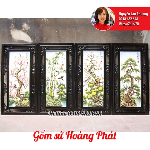 Tranh gốm sứ tứ quý nổi 3D bốn mùa 1m52 TGS02