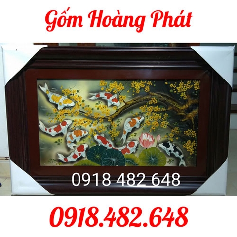 Tranh sứ Cửu ngư quần hội Bát Tràng TGS27