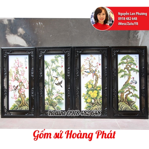 Tranh gốm sứ tứ quý bốn mùa cỡ 42x82cm SP4445