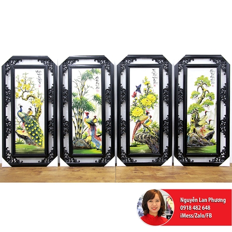 Tranh tứ cảnh Tùng Cúc Trúc Mai nổi 3D 50x100cm TGS24