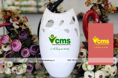 Lọ hoa miệng cá in ấn logo CMS