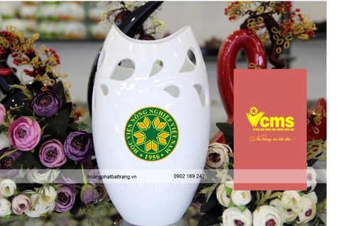 Lọ hoa miệng cá in ấn logo trường Học Viện Nông Nghiệp Việt Nam