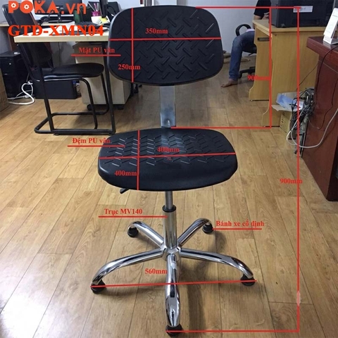 Ghế chống tĩnh điện mặt vân sần có tựa, vành để chân, nâng hạ GTD-XMN05