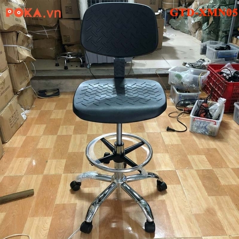 Ghế chống tĩnh điện mặt vân sần có tựa, vành để chân, nâng hạ GTD-XMN05