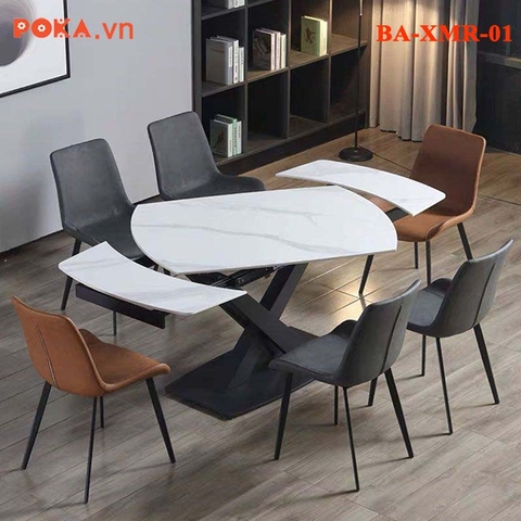 Bàn Ăn Mặt Đá Xoay Thay Đổi Kích Thước Từ 1m2 đến 1m8 BA-XMR-01