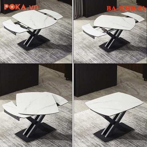 Bàn Ăn Mặt Đá Xoay Thay Đổi Kích Thước Từ 1m2 đến 1m8 BA-XMR-01