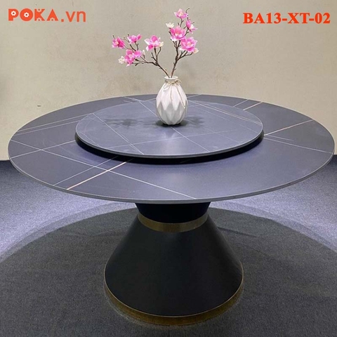 Bàn Ăn Tròn Mặt Đá Mâm Xoay 1m3 BA13-XT-02