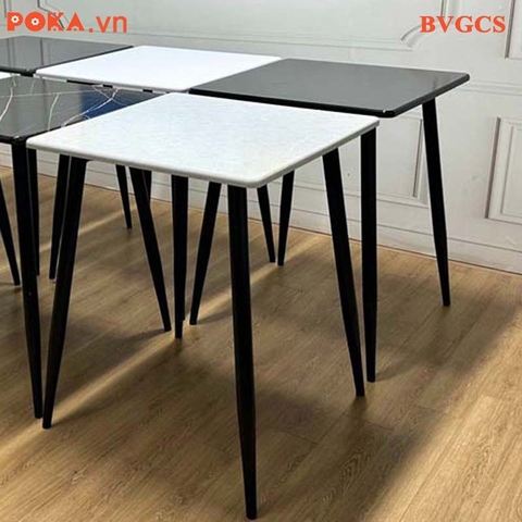 Bàn cà phê vuông 60x60cm gỗ PVC vân giả đá chân sắt BVGCS60