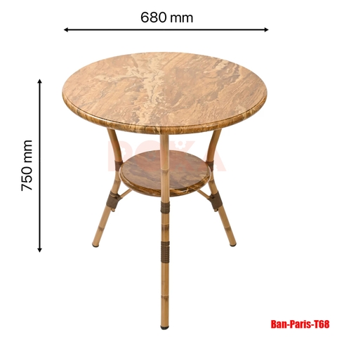 Bàn nhôm Fansipan Paris 03 tròn 68cm vân đá
