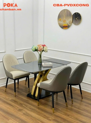 Chân bàn inox mạ chữ X cong CBA-PVDXCONG