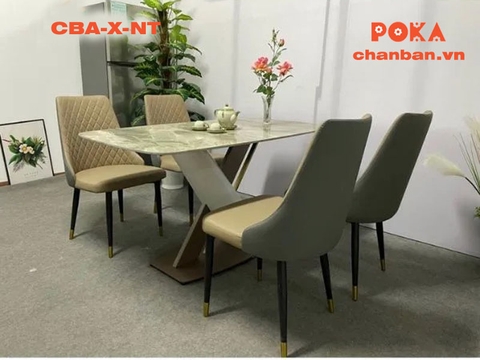 Chân bàn chữ X nhập khẩu nâu trắng CBA-X-NT