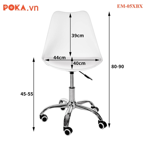 Ghế Eames xoay mặt đệm đế sắt mạ crom 5 sao chân xoay bánh xe EM-05XBX