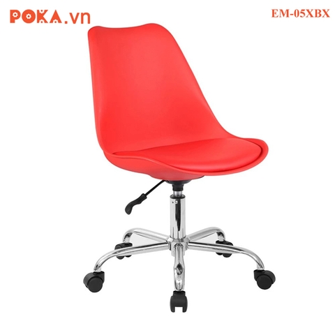 Ghế Eames xoay mặt đệm đế sắt mạ crom 5 sao chân xoay bánh xe EM-05XBX