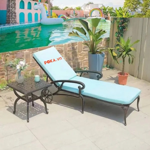 Bộ bàn ghế hồ bơi nhôm đúc kèm bàn trà GBBN19