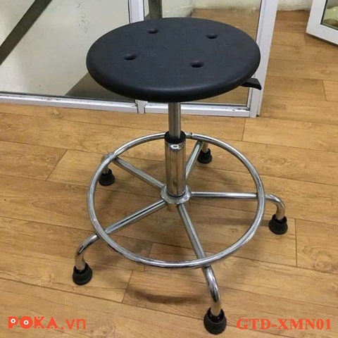 Ghế chống tĩnh điện không tựa chân sắt vành to mạ crom mặt nhựa GTD-XMN01