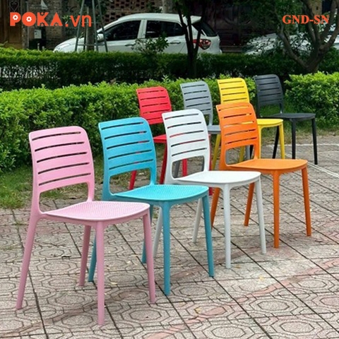 Ghế Nhựa Đúc lưng sọc ngang GND-SN