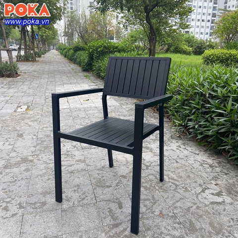 Bộ bàn ghế Polywood 6 ghế màu đen