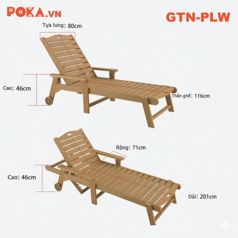 Giường tắm nắng Polywood ngoài trời GTN-PLW