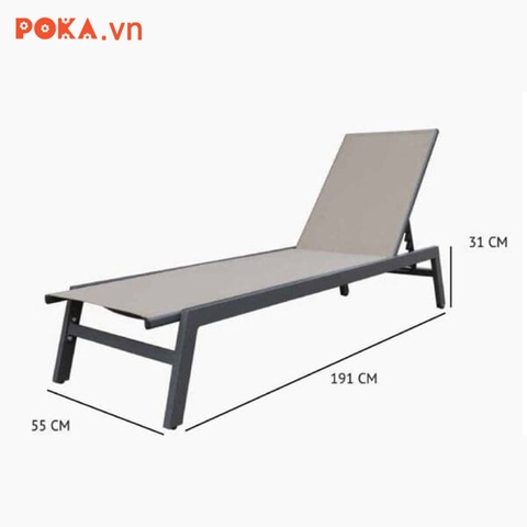 Giường tắm nắng nhôm textilene GL17