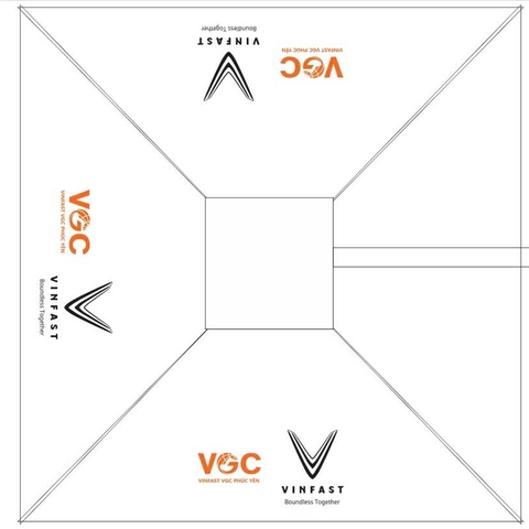 Ô dù hợp kim nhôm vuông 3x3m in logo cho cửa hàng xe Vinfast