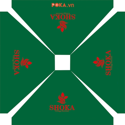Ô dù lệch tâm 2m5 màu xanh khu resort in logo