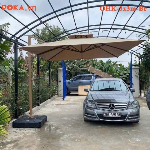 Ô dù hợp kim nhôm vuông cao cấp 3x3m màu be OHK-3x3m-Be