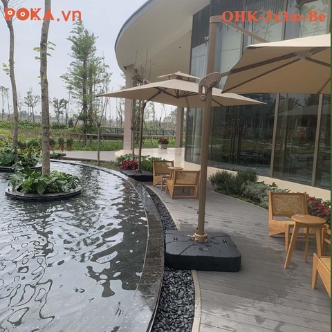 Ô dù hợp kim nhôm vuông cao cấp 3x3m màu be OHK-3x3m-Be