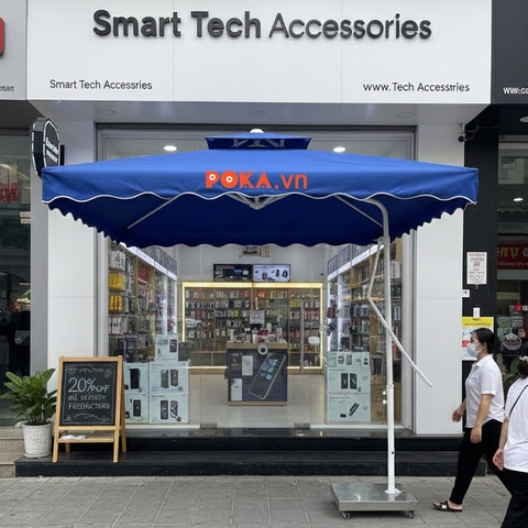 Ô dù lệch tâm vuông 2m5x2m5 màu xanh nước biển