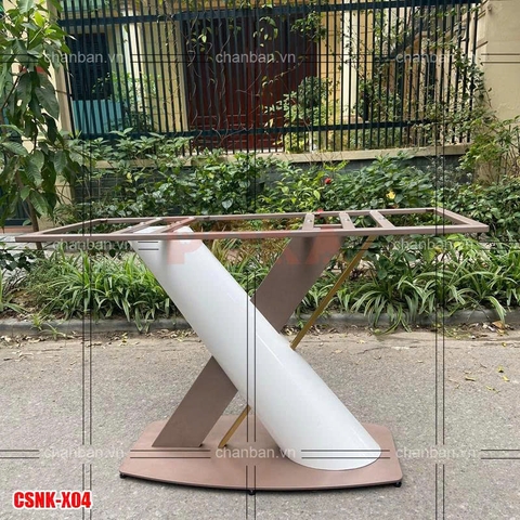 Chân bàn chữ X nhập khẩu nâu trắng CBA-X-NT