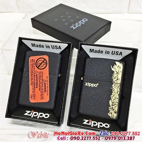 Bật Lửa Zippo USA Tem Đỏ Đen Nhám