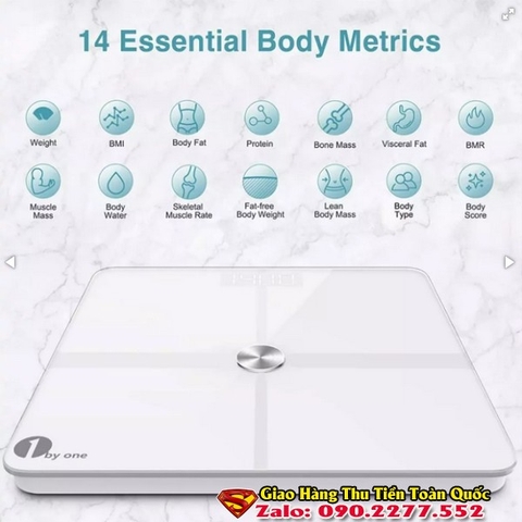 Cân điện tử 1byOne ( USA ) hàng Walmart , kết nối App , đo lượng mỡ , 14 chỉ số cơ thể