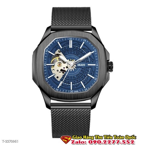Đồng hồ nam Draco D23-DS68 “DongSon” Automatic Dây Thép ( đen xanh ) Chính Hãng
