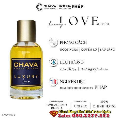 Nước Hoa Unisex Luxury Love 50ml Phong Cách Xịt - Chava