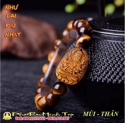 Vòng Tay Phật Bản Mệnh Tuổi Ất Mùi 2015, 1955 Đá  Thạch Anh Mắt Hổ