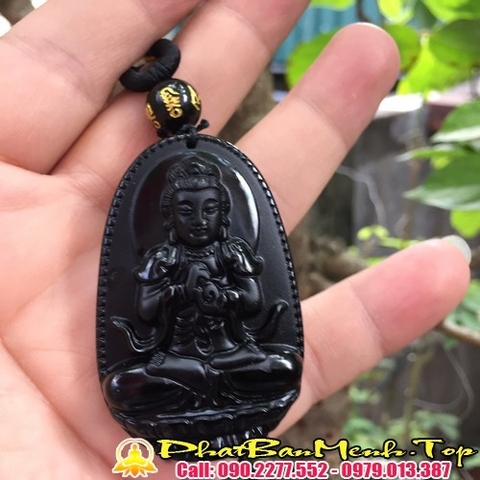 Mặt Dây Chuyền Phật Bản Mệnh Tuổi Nhâm Thân 1992 Đá Obsidian