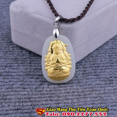 Phật Bản Mệnh Tuổi Bính Tý 1996 Đá Cẩm Thạch Mạ Vàng