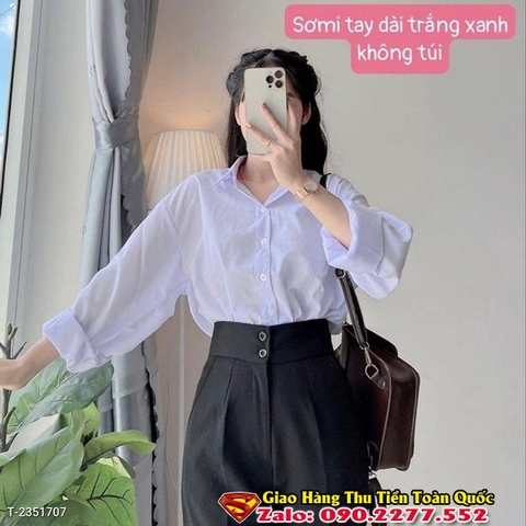 Sơmi Học Sinh Tay Dài Ko Túi From Rộng Hàng Cao Cấp