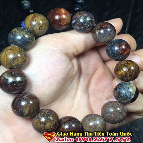 Vòng Tay Phong Thủy Mệnh Thổ Đá Giông Tố  ( Pietersite  )12 Ly