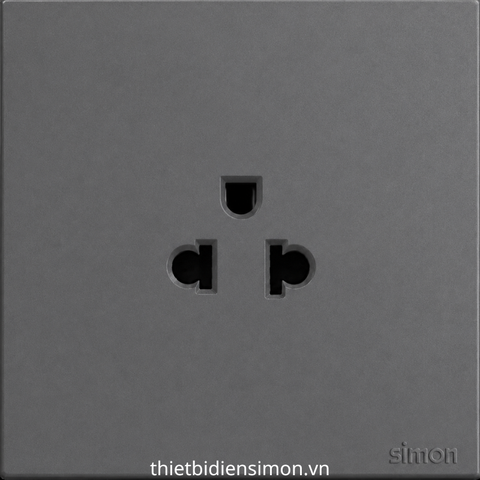 Bộ ổ cắm đơn 3 chấu Âu - Mỹ 16A chuẩn vuông màu Grey Simon S6 581087-61